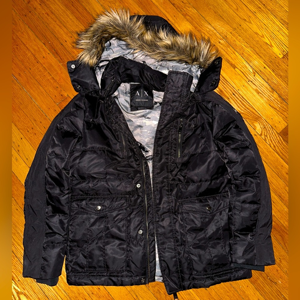 Armani Exchange Hooded Fur Parka Jacket Mens (S)